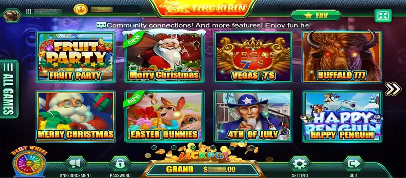 fire kirin 777 casino game list